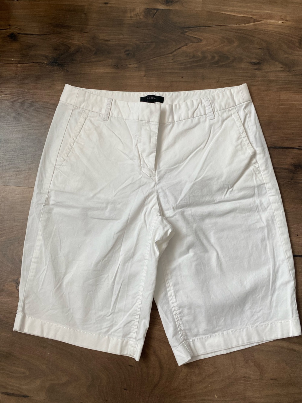 J. Crew White Mid-Length Chino Shorts